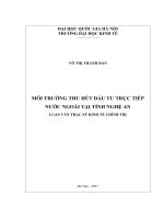 Môi trường thu hút đầu tư trực tiếp nước ngoài tại tỉnh Nghệ An