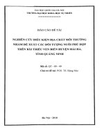 Nghiên cứu điều kiện địa chất môi trường nhằm đề xuất các đối tượng nuôi phù hợp trên bãi triều ven biển huyện Hải Hà tỉnh Quảng Ninh