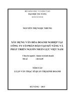 Xây dựng văn hóa doanh nghiệp tại công ty Cổ phần đào tạo kỹ năng và Phát triển nguồn nhân lực Việt Nam