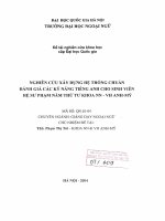 Nghiên cứu xây dựng hệ thống chuẩn đánh giá các kỹ năng tiếng Anh cho sinh viên hệ sư phạm năm thứ tư khoa NN - VH Anh - Mỹ