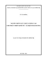 guồn nhân lực chất lượng cao cho phát triển kinh tế - xã hội ở Hải Dương