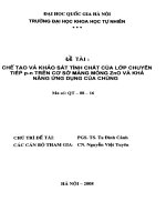 Chế tạo và khảo sát tính chất của lớp chuyển tiếp p-n trên cơ sở màng mỏng ZnO và khả năng ứng dụng của chúng