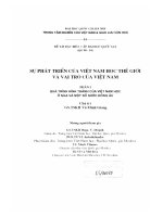 Sự phát triển của Việt Nam học thế giới và vai trò của Việt Nam