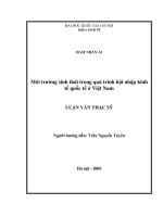 Môi trường sinh thái trong quá trình hội nhập kinh tế quốc tế ở Việt Nam