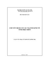 Chuyển dịch cơ cấu ngành kinh tế Tỉnh Điện Biên