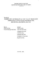 Nghiên cứu sự tích lũy Cu2+, Pb2+ và Cd2+ trong đất trồng rau ở vùng ngoại thành Hà Nội, Hải Dương, Hải Phòng, Hà Tây.PDF