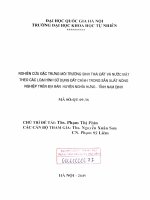 Nghiên cứu đặc trưng môi trường sinh thái đất và nước mặt theo các loại hình sử dụng đất chính trong sản xuất nông nghiệp trên địa bàn huyện Nghĩa Hưng - tỉnh Nam Định