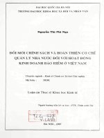 Đổi mới chính sách và hoàn thiện cơ chế quản lý Nhà nước đối với hoạt động kinh doanh bảo hiểm ở Việt Nam