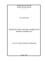giải quyết việc làm cho lao động nữ ở tình hà nam hiện nay