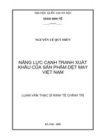 Năng lực cạnh tranh xuất khẩu của sản phẩm dệt may Việt Nam