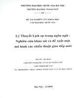 Lý thuyết lịch sự trong ngôn ngữ  Nghiên cứu khảo sát và đề xuất một mô hình các chiến thuật giao tiếp mới