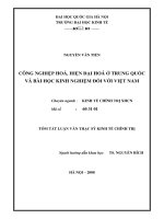 Công nghiệp hóa, hiện đại hóa ở Trung Quốc và bài học kinh nghiệm đối với Việt Nam