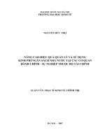 Nâng cao hiệu quả quản lý và sử dụng kinh phí ngân sách nhà nước tại các cơ quan hành chính - sự nghiệp thuộc Bộ Tài chính