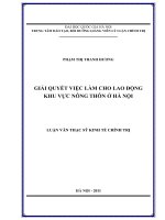 Giải quyết việc làm cho lao động khu vực nông thôn ở Hà Nội