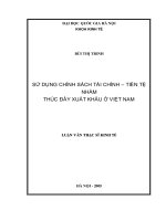 Sử dụng chính sách tài chính - tiền tệ nhằm thúc đẩy xuất khẩu ở Việt Nam