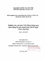 Nghiên cứu văn hóa Việt - Pháp thông qua hoạt động lời nói mang tính chất lễ nghi Chào - Tạm biệt