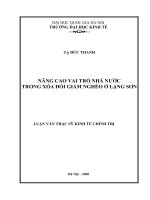 Nâng cao vai trò nhà nước trong xóa đói giảm nghèo ở Lạng Sơn