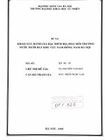 Khảo sát, đánh giá đặc điểm địa hóa môi trường nước dưới đất khu vực nam - đông nam Hà Nội