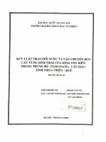 Quy luật trao đổi nước và vận chuyển bùn cát vùng sinh thái cửa sông ven biển Trung trung bộ (Tam Giang - Cầu Hai) tỉnh Thừa Thiên - Huế