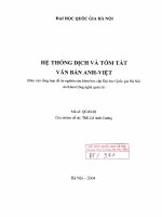 Hệ thống dịch và tóm tắt văn bản Anh - Việt