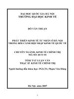 Phát triển kinh tế tư nhân ở Hà Nội trong bối cảnh hội nhập kinh tế quốc tế