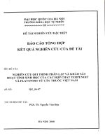 Nghiên cứu qui trình phân lập và khảo sát hoạt tính sinh học của các hợp chất Terpenoit và Flavonoit từ cây thuốc Việt Nam