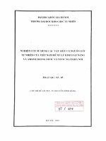 Nghiên cứu sử dụng các vật liệu có nguồn gốc tự nhiên của Việt Nam để xử lý kim loại nặng và Amoni trong nước và nước ngầm Hà Nội