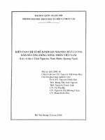 Kiến tạo chỉ số để đánh giá nhanh chất lượng dân số cộng đồng nông thôn Việt Nam