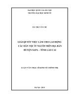 Giải quyết việc làm cho lao động các dân tộc ít người trên địa bàn huyện Sa Pa – tỉnh Lào Cai