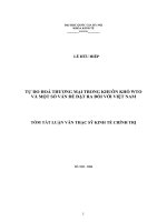 Tự do hóa thương mại trong khuôn khổ WTO và một số vấn đề đặt ra đối với Việt Nam
