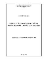 Năng lực cạnh tranh của Hà Nội những năm 2005-2010 và tầm nhìn 2020