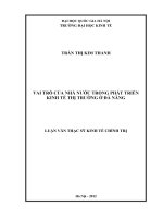 Vai trò của nhà nước trong phát triển kinh tế thị trường ở Đà Nẵng