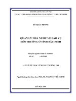Quản lý nhà nước về bảo vệ môi trường ở tỉnh Bắc Ninh