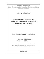 Bảo vệ môi trường sinh thái trong quá trình công nghiệp hóa, hiện đại hóa ở Việt Nam