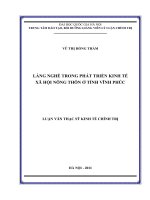 Làng nghề trong phát triển kinh tế xã hội nông thôn ở tỉnh Vĩnh Phúc