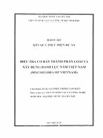 Báo cáo kết quả thưc hiện dự án Điều tra cơ bản thành phần loài và xây dựng danh lục nấm Việt Nam (Mycoflora of Vietnam