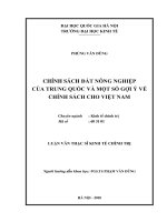 Chính sách đất nông nghiệp của Trung Quốc và một số gợi ý về chính sách cho Việt Nam