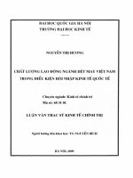Chất lượng lao động ngành dệt may Việt Nam trong điều kiện hội nhập kinh tế quốc tế