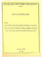 Nghiên cứu dự báo, phòng chống sạt lở hệ thống sông miền Trung  Phần I Hệ thống sông từ Thanh Hóa đến Quảng Bình