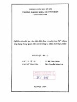 Nghiên cứu chế tạo cảm biến điện hóa chọn lọc ion Cd2+ nhằm ứng dụng trong quan trắc môi trường và phân tích thực phẩm