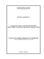 Giải quyết việc làm cho thanh niên nông thôn huyện Thạch Hà, tỉnh Hà Tĩnh
