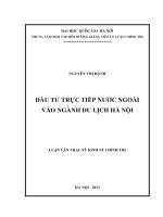 Đầu tư trực tiếp nước ngoài vào ngành du lịch Hà Nội