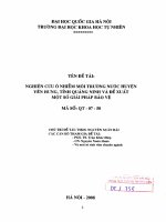 Nghiên cứu ô nhiễm môi trường nước huyện Yên Hưng, tỉnh Quảng Ninh và đề xuất một số giải pháp bảo vệ