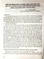 Một số hình thức trong việc truyền thụ yếu tố văn hóa giao tiếp trong giảng dạy tiếng Hàn như một ngoại ngữ