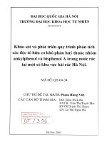 Khảo sát và phát triển quy trình phân tích các độc tố hữu cơ khó phân huỷ thuộc nhóm ankylphenol và bisphenol A trong nước rác tại một số khu vực bãi rác Hà Nội