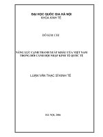 Năng lực cạnh tranh xuất khẩu của Việt Nam trong bối cảnh hội nhập kinh tế quốc tế