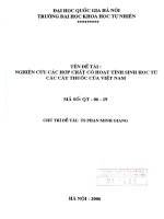 Nghiên cứu các hợp chất có hoạt tính sinh học từ các cây thuốc của Việt Nam