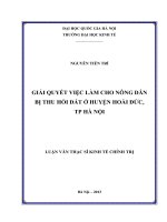 Giải quyết việc làm cho nông dân bị thu hồi đất ở huyện Hoài Đức, thành phố Hà Nội