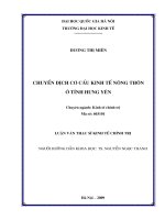Chuyển dịch cơ cấu kinh tế nông thôn ở tỉnh Hưng Yên
