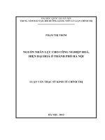 Nguồn nhân lực cho công nghiệp hóa, hiện đại hóa ở Thành phố Hà Nội tóm tắt